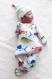 Fish Newborn Bamboo Knotted Gown