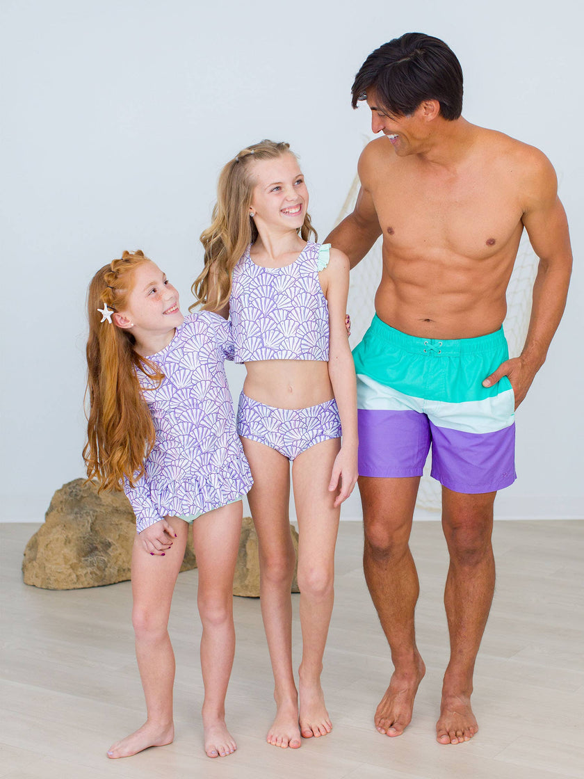 Magical Mermaid Scalloped Long Sleeve Rash Guard 2-Piece