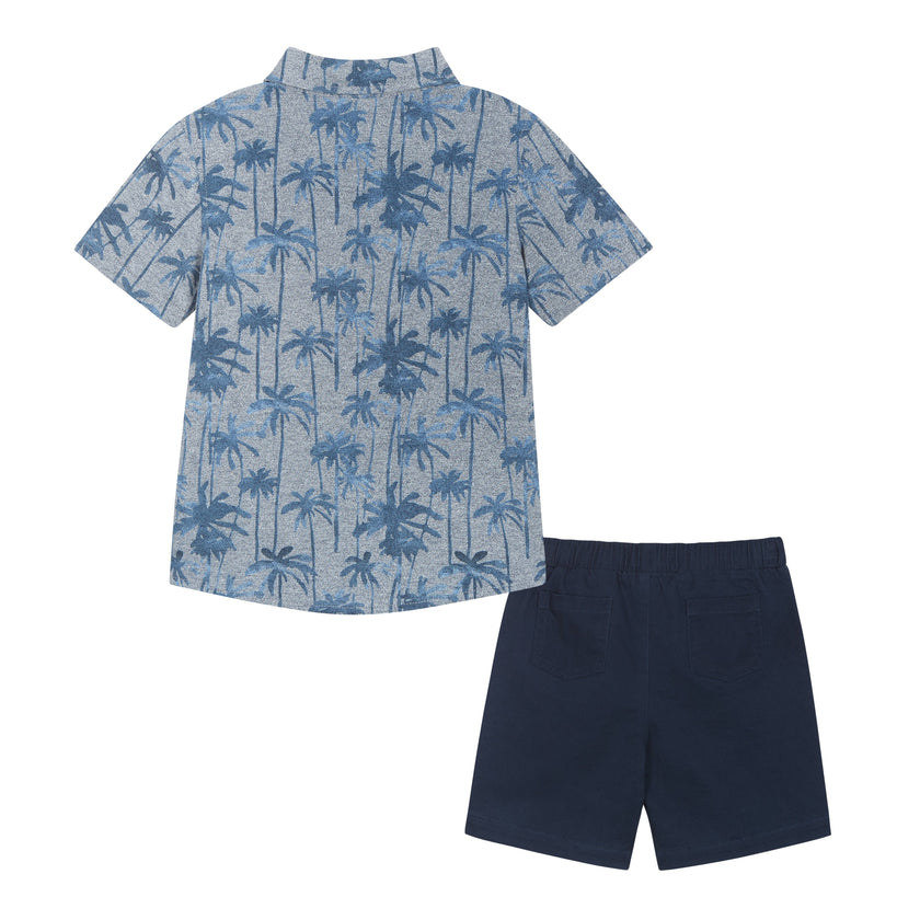 Knit Buttondown Set - Blue Tie Dye