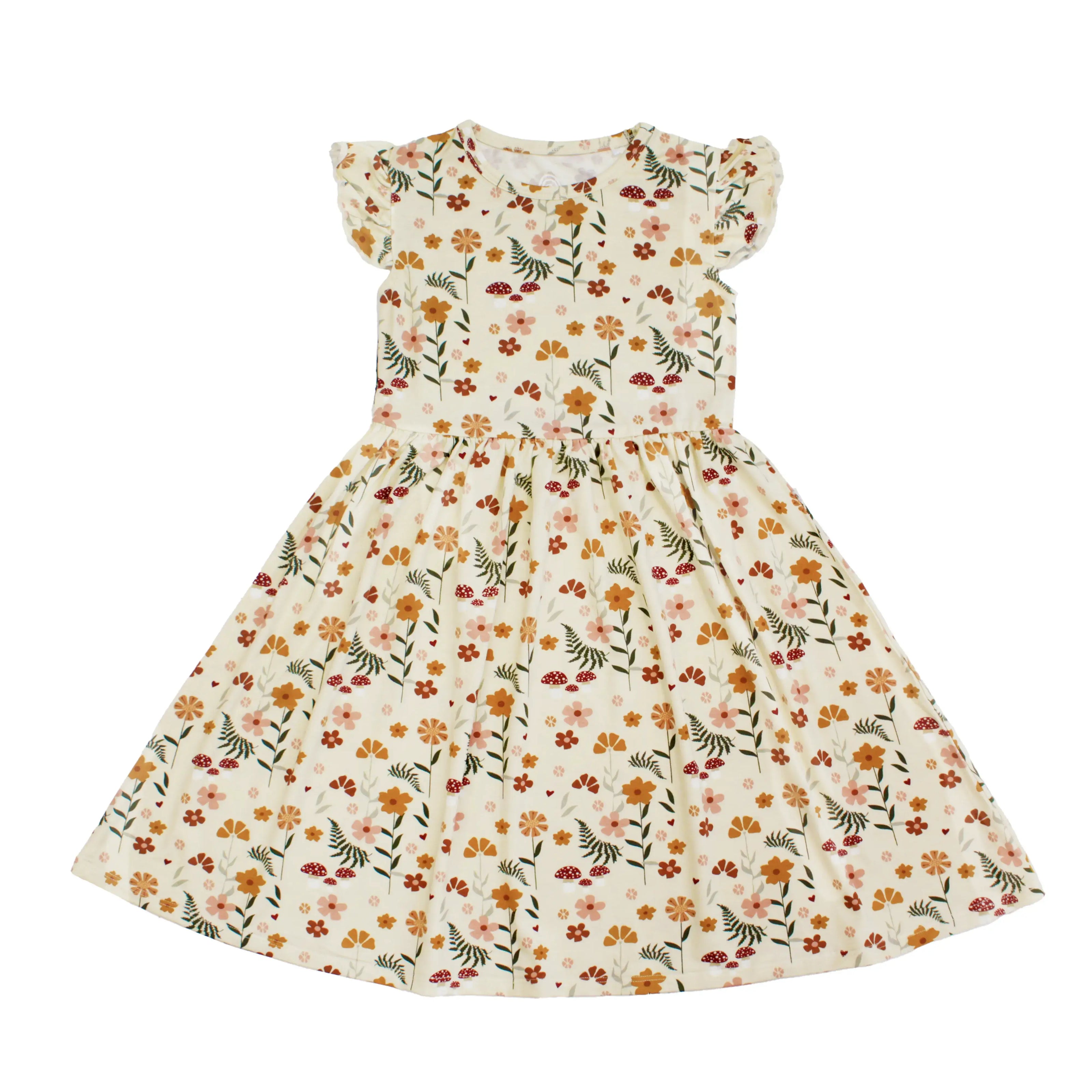 Toadstool Garden Short Sleeve Bamboo Twirl Dress