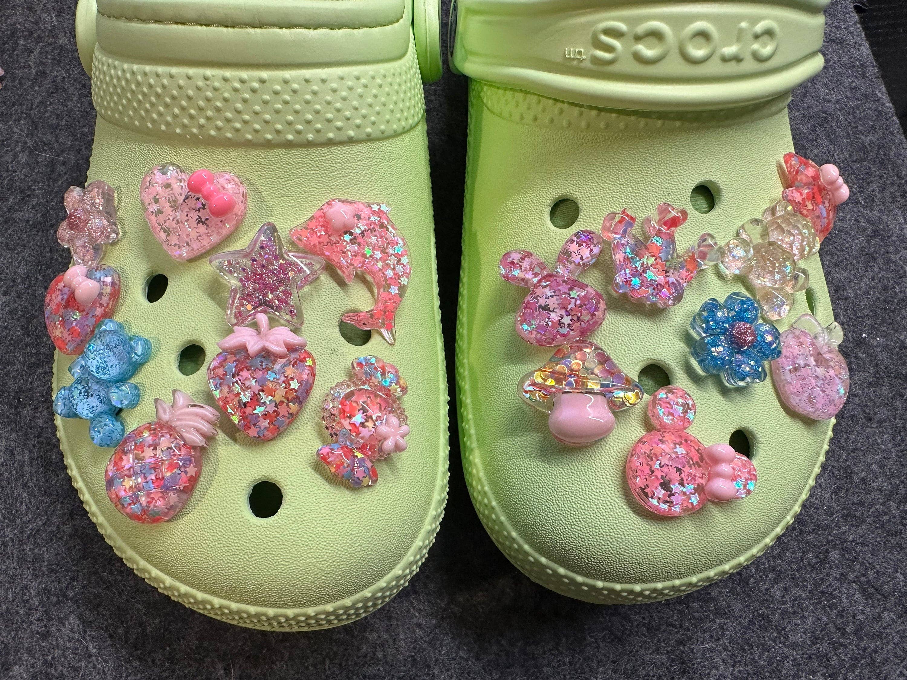 DELETE Bling Bling sequin star Aurora Glitter Resin charms for DIY Unique Special Croc Shoes  Best Quality JuliesDecalDesign: Set A 15pcs