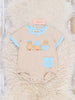Peeping Chicks Striped Embroidered Cotton Onesie