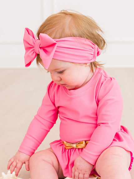 Girls Rose Shimmer Swim + Active Bow Headband