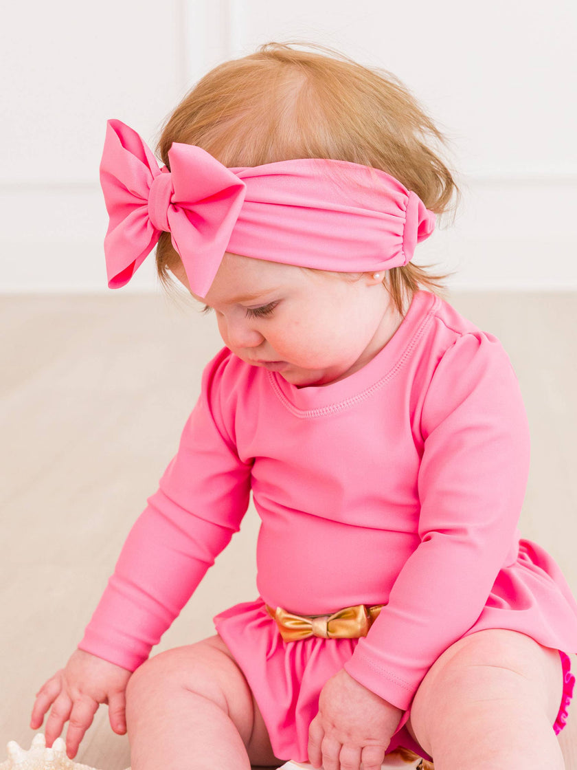 Girls Rose Shimmer Swim + Active Bow Headband