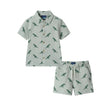 Boys Short Sleeve Cabana Set | Green Stripe Dino