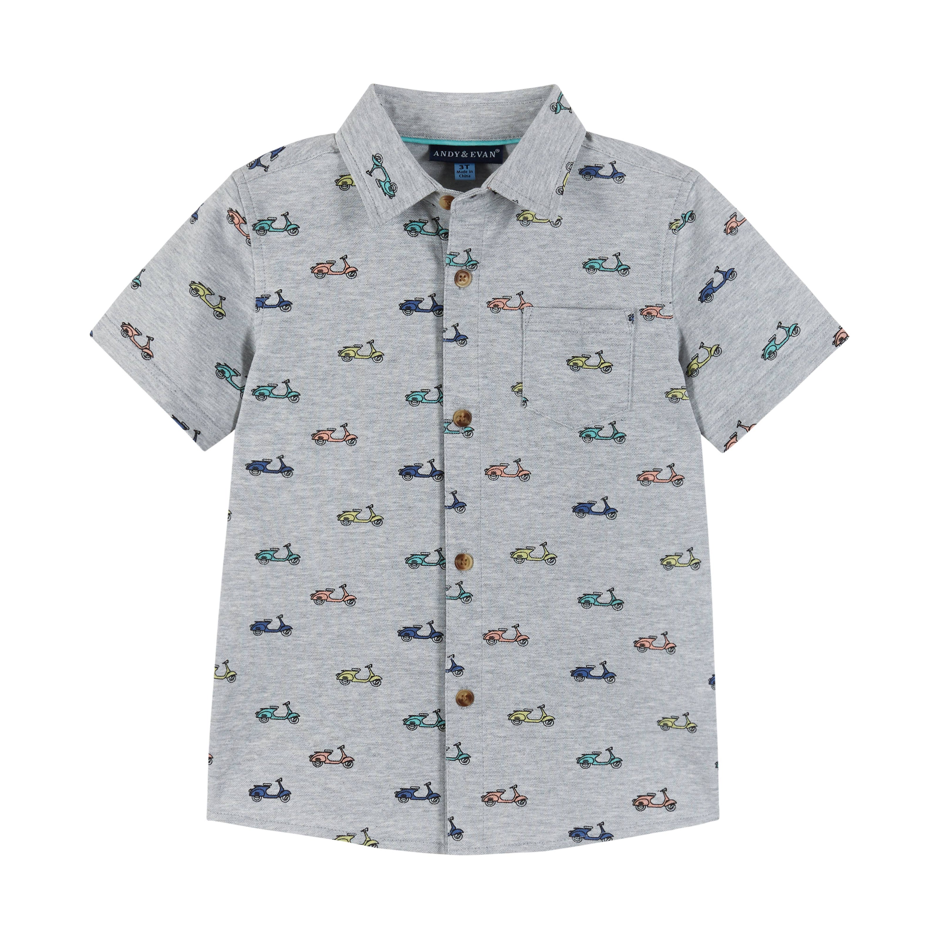 Boys Toddler Short Sleeve Knit Buttondown & Shorts Set
