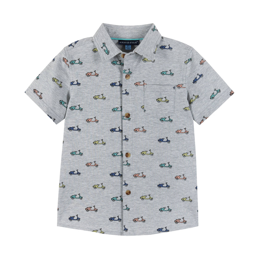 Boys Toddler Short Sleeve Knit Buttondown & Shorts Set