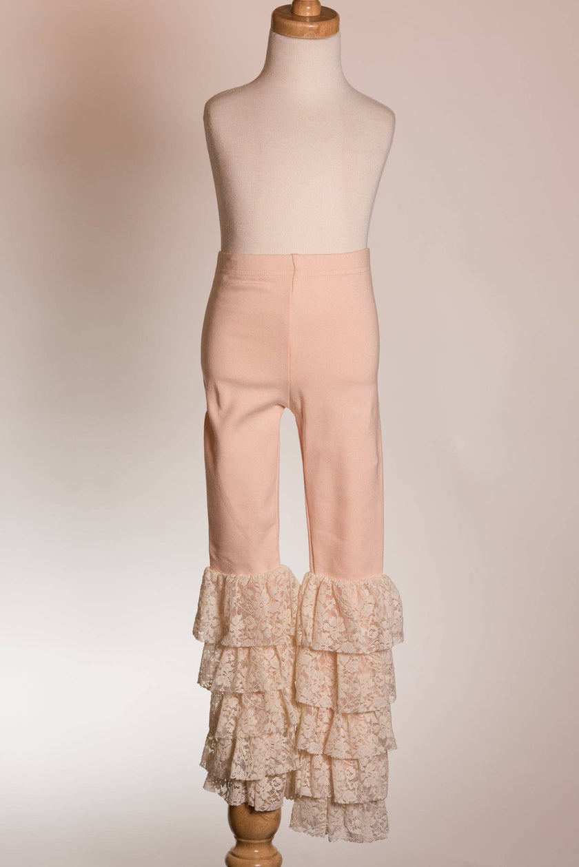 Ivory Bubble Sleeve Top and Lace Trip Legging Set