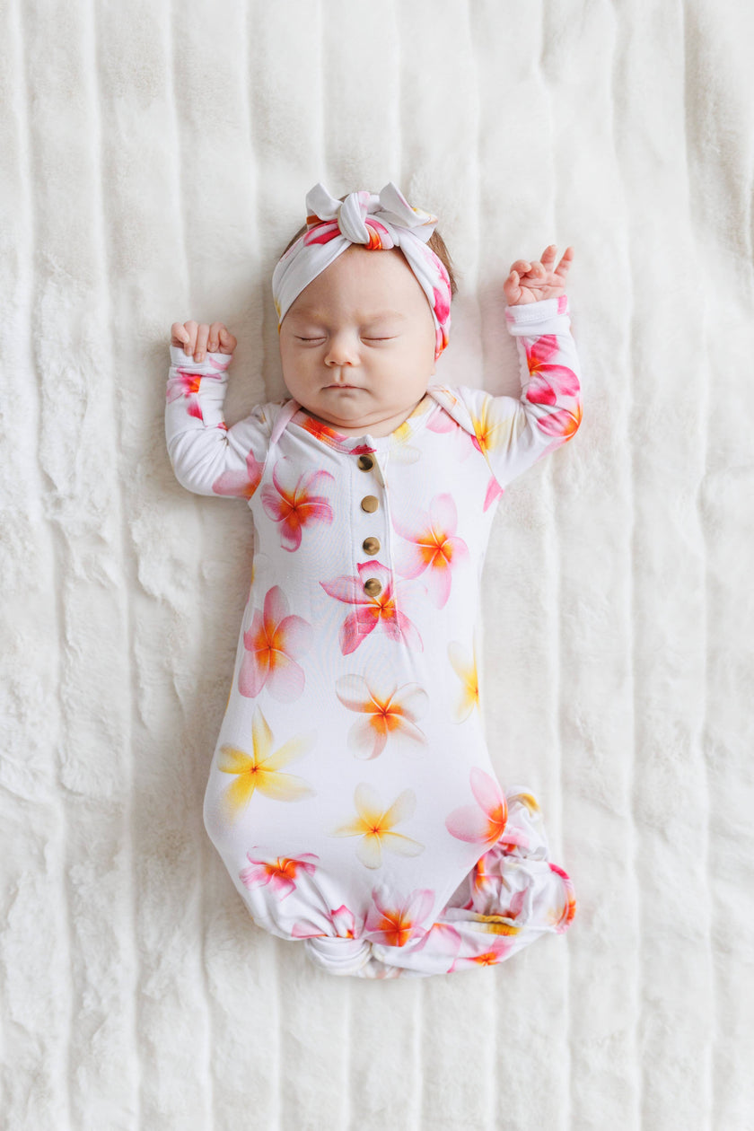 Plumeria Newborn Bamboo Knotted Gown
