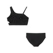 Tween Girls Rib Asymmetrical Bikini | Black