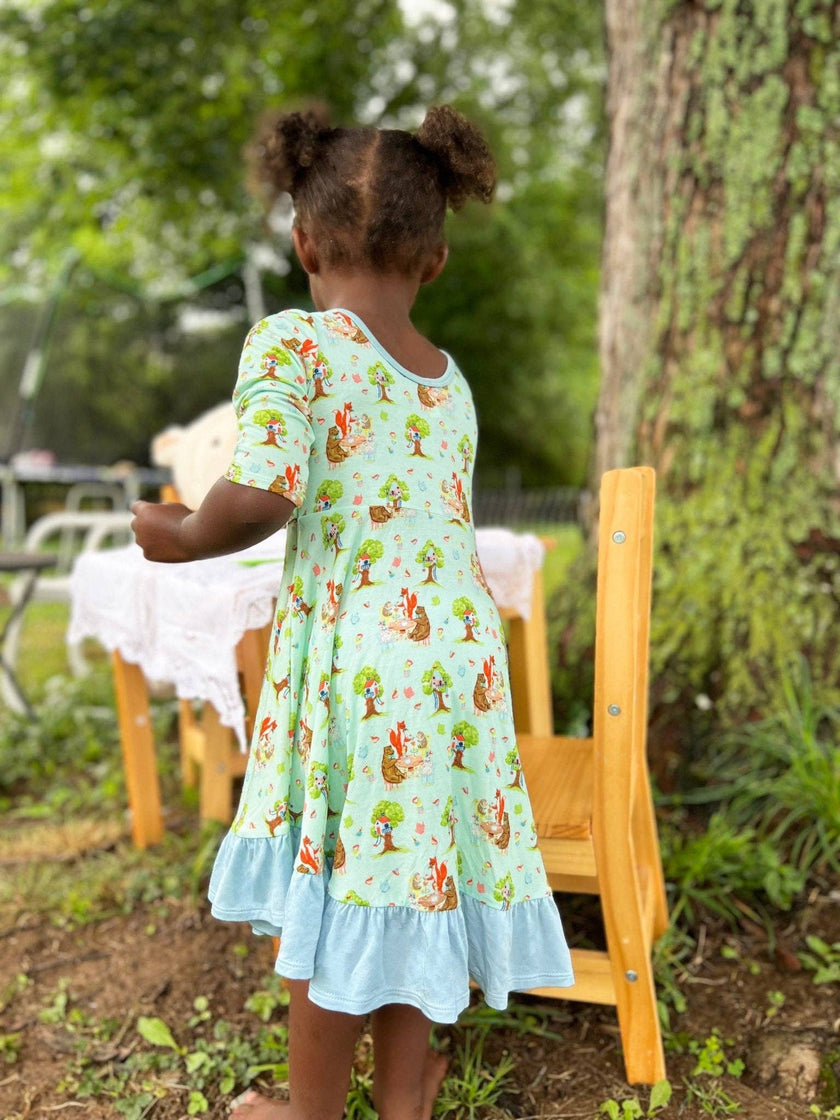 Tree House Tea Party Ruffle Hi-Lo Bamboo Twirling Dress