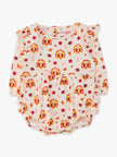 Baby Girls Thanksgiving Turkey Gobble Knit Long Sleeve Flutter Bubble Romper