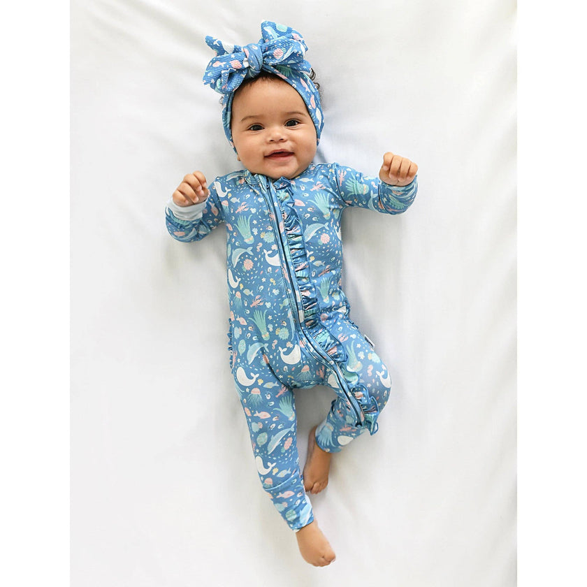Bree Ruffle Zip Bamboo Baby One Piece