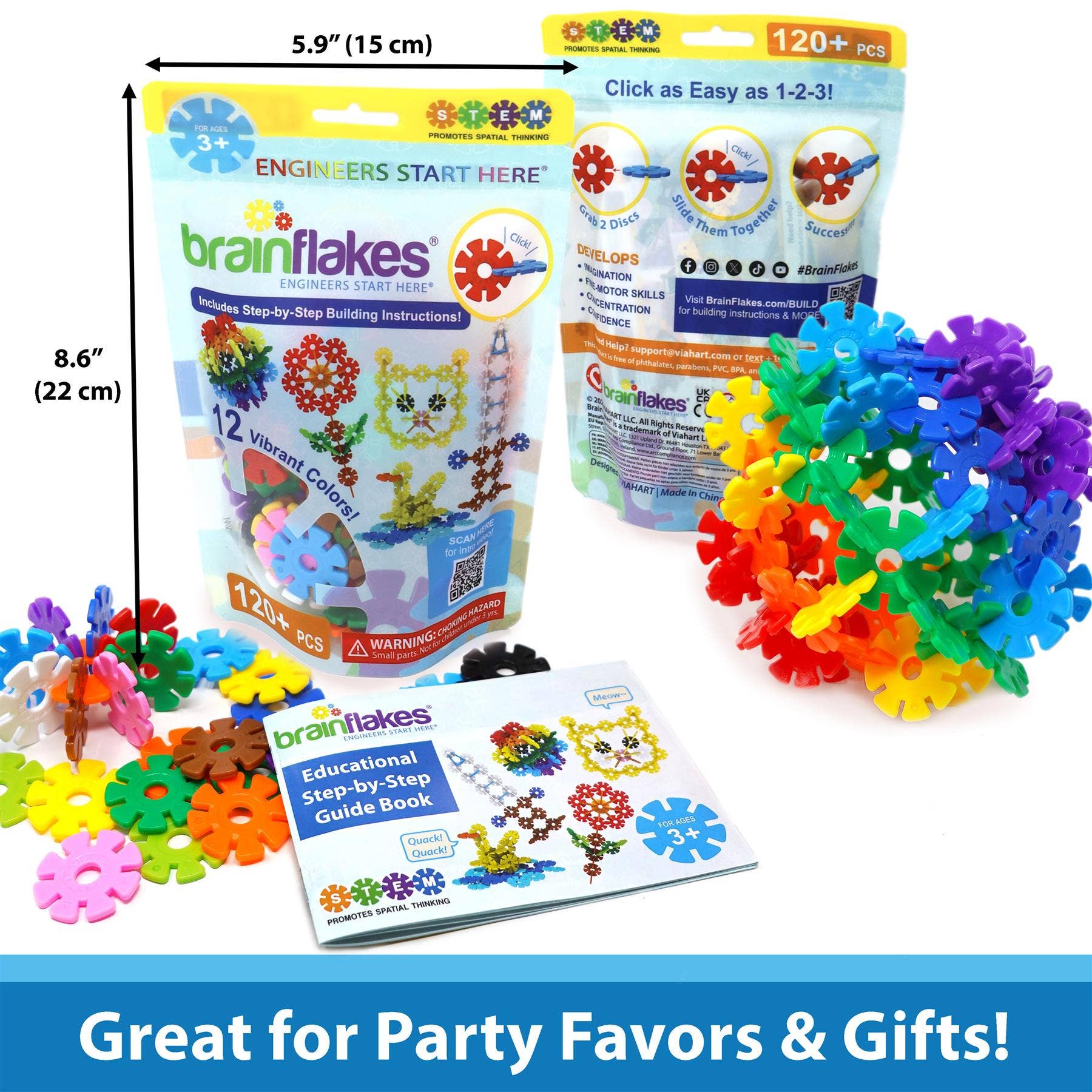 Brain Flakes Starter Toy Set Multicolor - 120 Pieces - Resealable Pouch