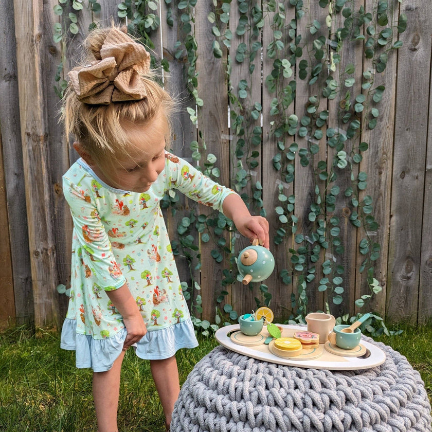Tree House Tea Party Ruffle Hi-Lo Bamboo Twirling Dress