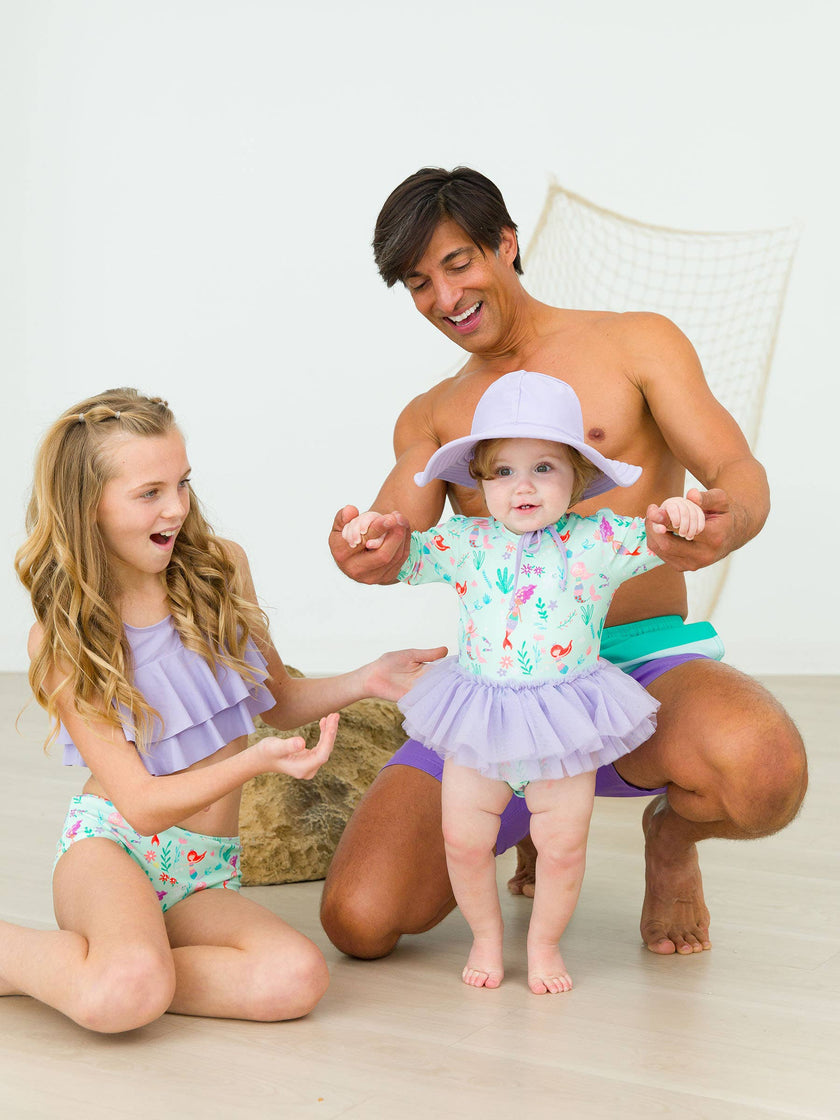 Mermaid Princess Tulle Skirted One Piece Rash Guard