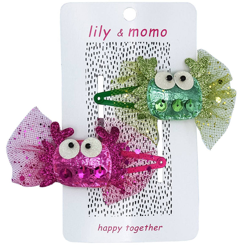 Cute Crabs Hair Clips- Pink and Green
