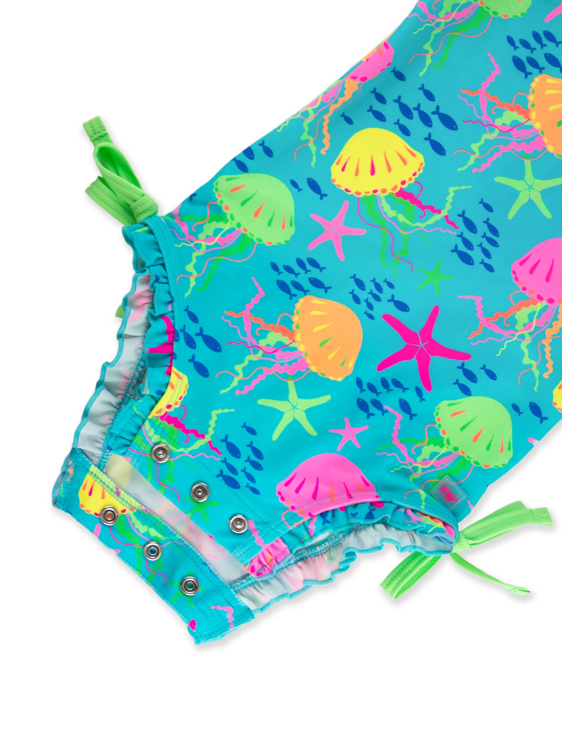 Baby Girls Neon Jelly Time Long Sleeve One Piece Rash Guard Swimsuit