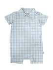 Blue Gingham (Spring/Easter) Short Sleeve Polo Romper