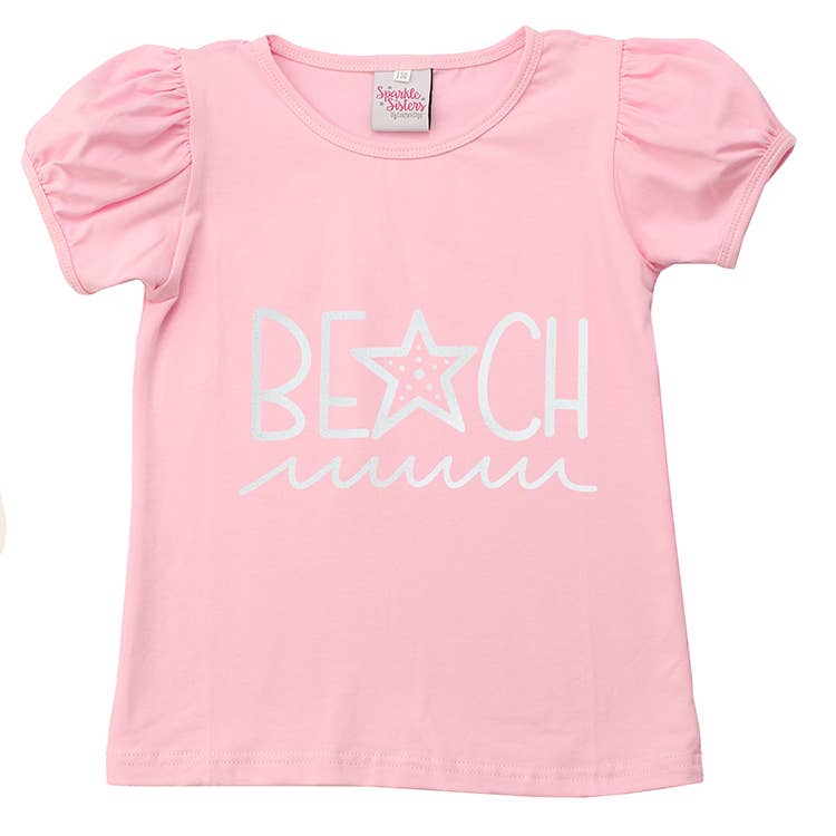 Pink Beach Puff Sleeve Tee: 18mo