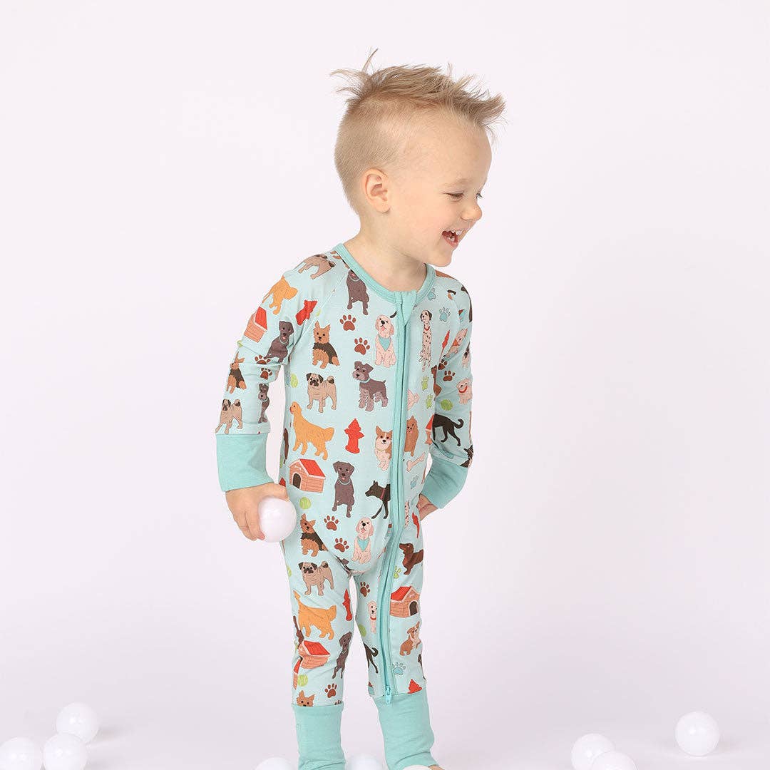 Dogs Bark Pets Bamboo Baby Pajamas Convertible Footie
