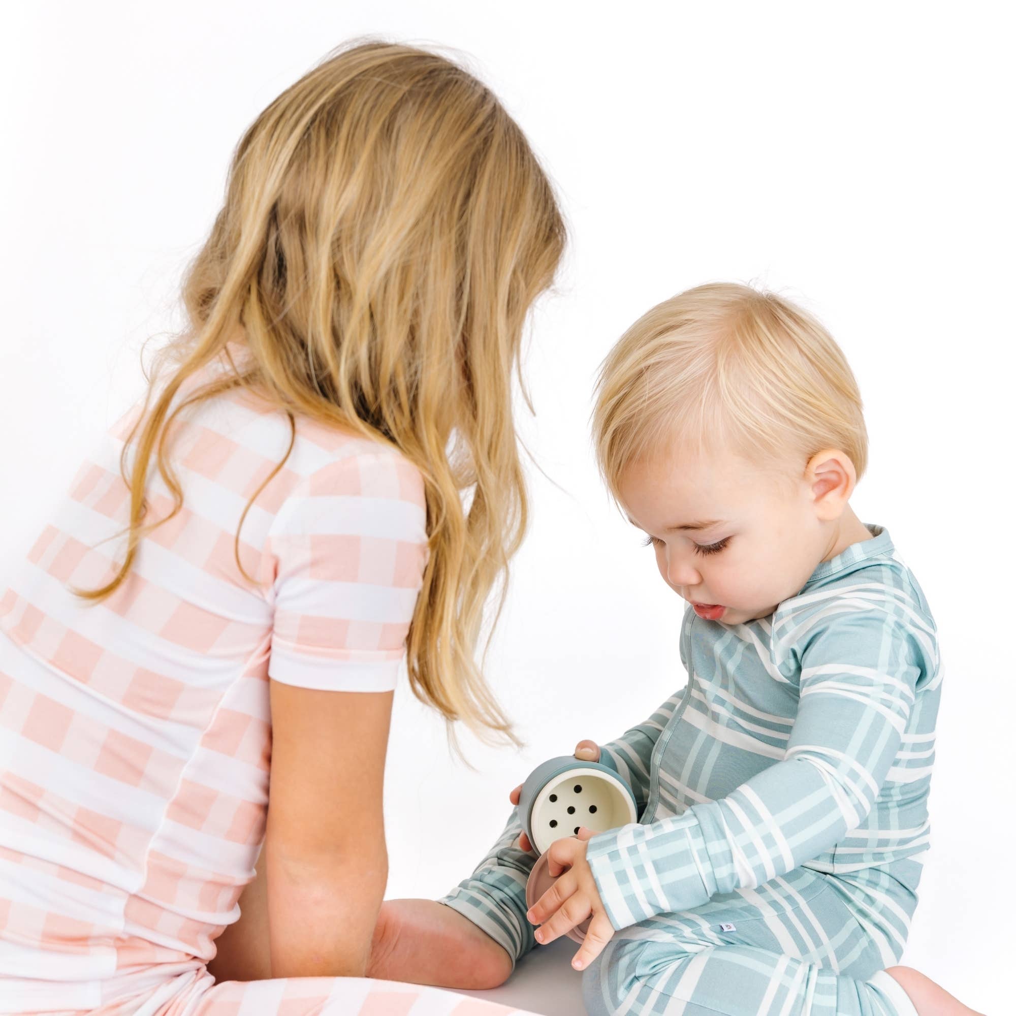 Pink Gingham Two-Piece Bamboo Short Sleeve Pajama Kids Pants Set