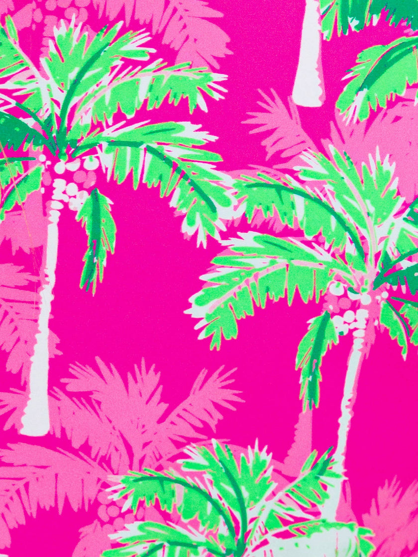 Tween Girls Neon Palm Paradise Long Sleeve Zipper Rash Guard 2-Piece Swimsuit