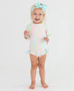 Pale Rainbow Stripe Long Sleeve One Piece Rash Guard