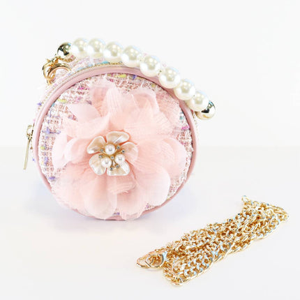 Big Flower Round Tweed Purse - Assorted