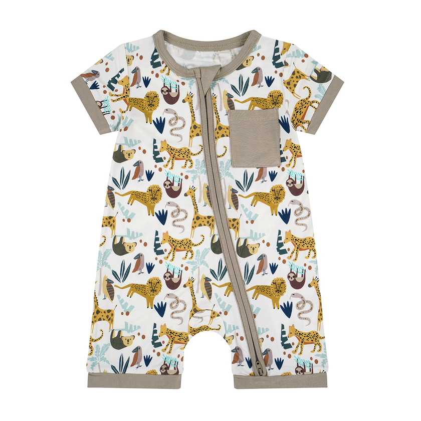 Jungle Friends Bamboo Baby Boy Shortie Romper