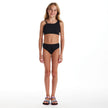 Tween Girls Rib Asymmetrical Bikini | Black