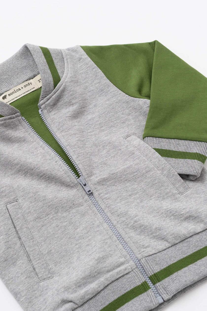 Back to School Zip Bomber Jacket Dinos Organic Cotton