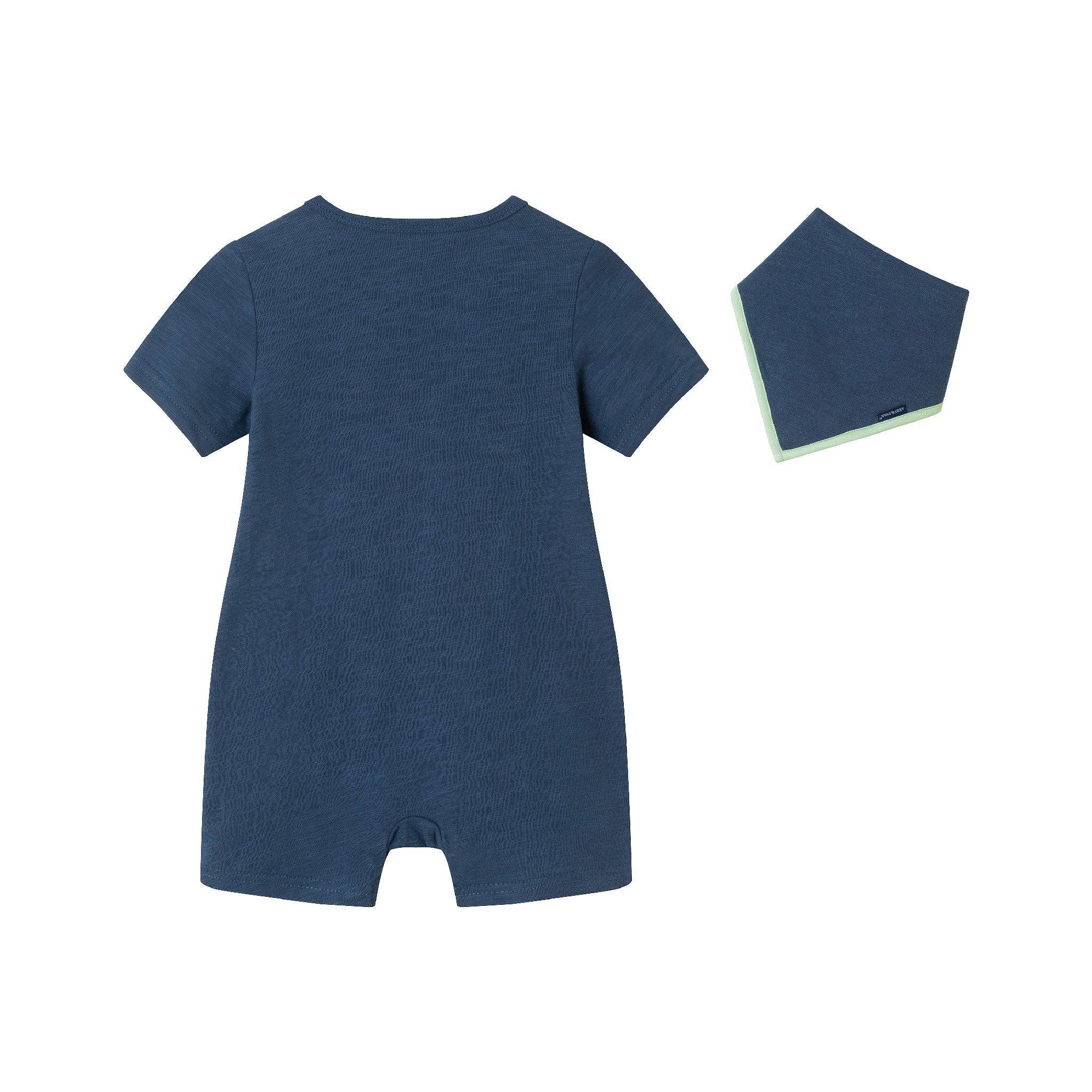 Infant Graphic Knit Romper & Bib | Crocodile Slub