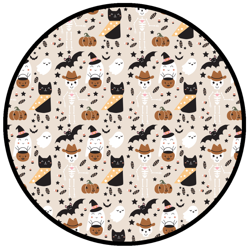 Spooky Cute Halloween Beige Bamboo LS Kids Pajama Set