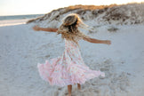 Girls Blush Floral Flutter Sleeve Ruffles Spring Dress