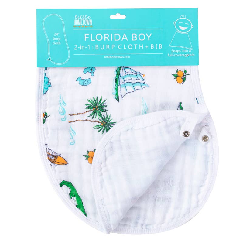 Blue Florida Baby Burp/Bib Combo
