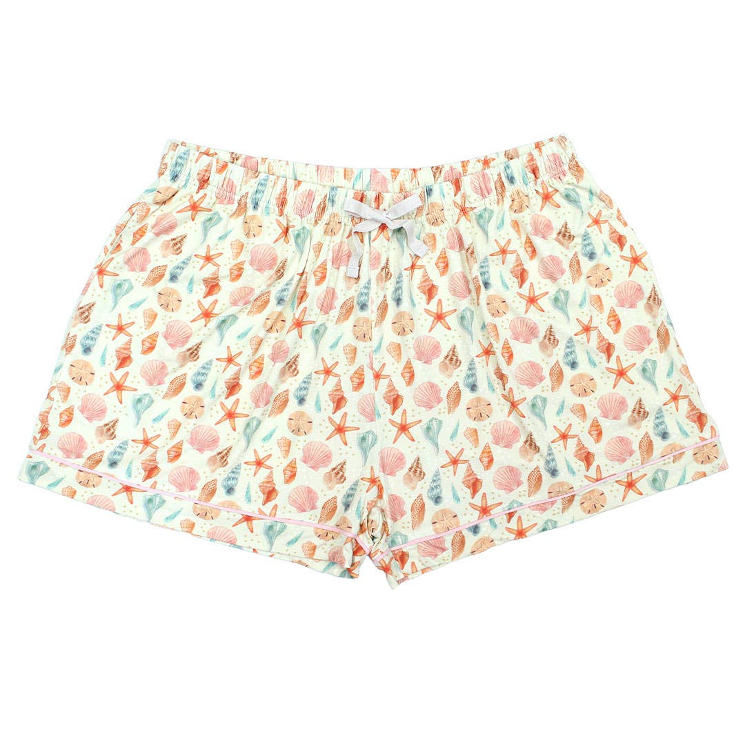 Sandy Seashells Womens Bamboo Pajama Shorts