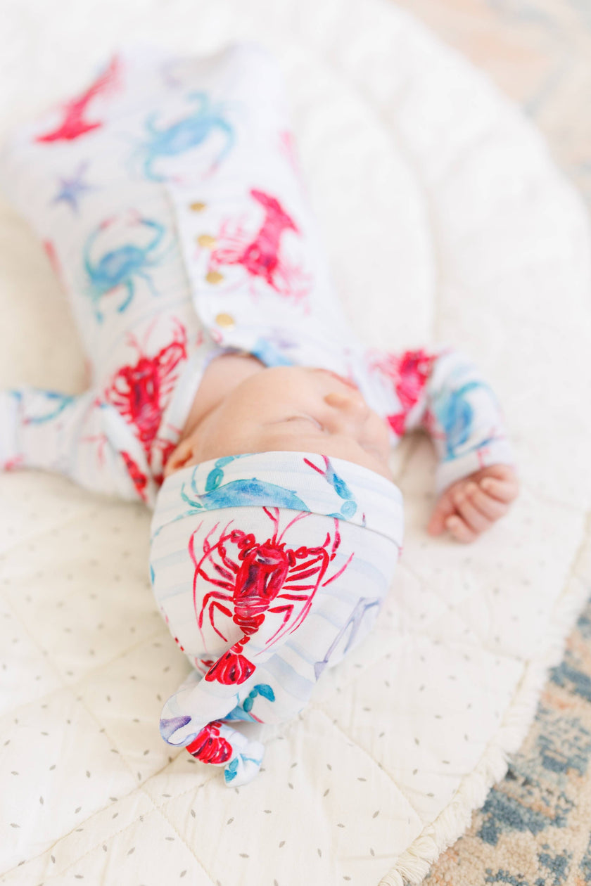 Lobster and Crab Newborn Knotted Gown