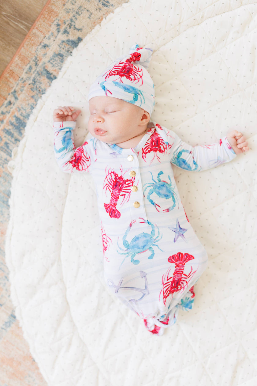 Lobster and Crab Newborn Knotted Gown