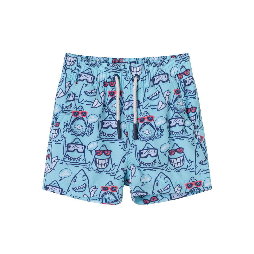 Rashguard & Swim Trunk Set - Blue Face Shark