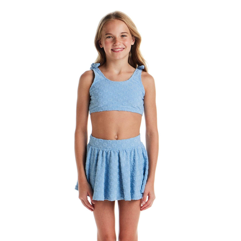 Tween Girls Terry Bikini Cover Up Set | Blue Floral