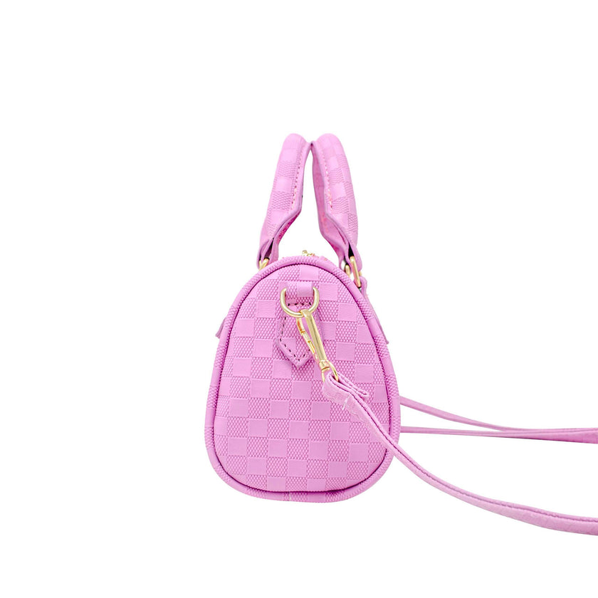 Checkered Canvas Duffle Handbag