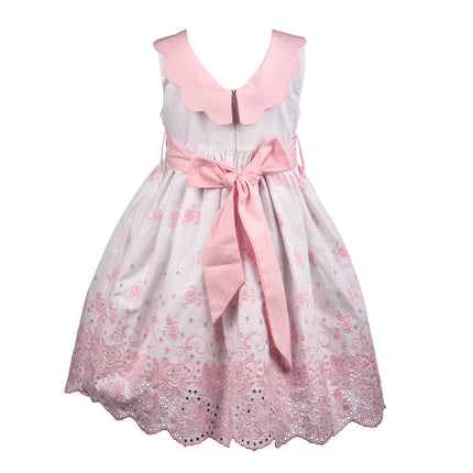 Pink Rose Eyelet Sash Dress
