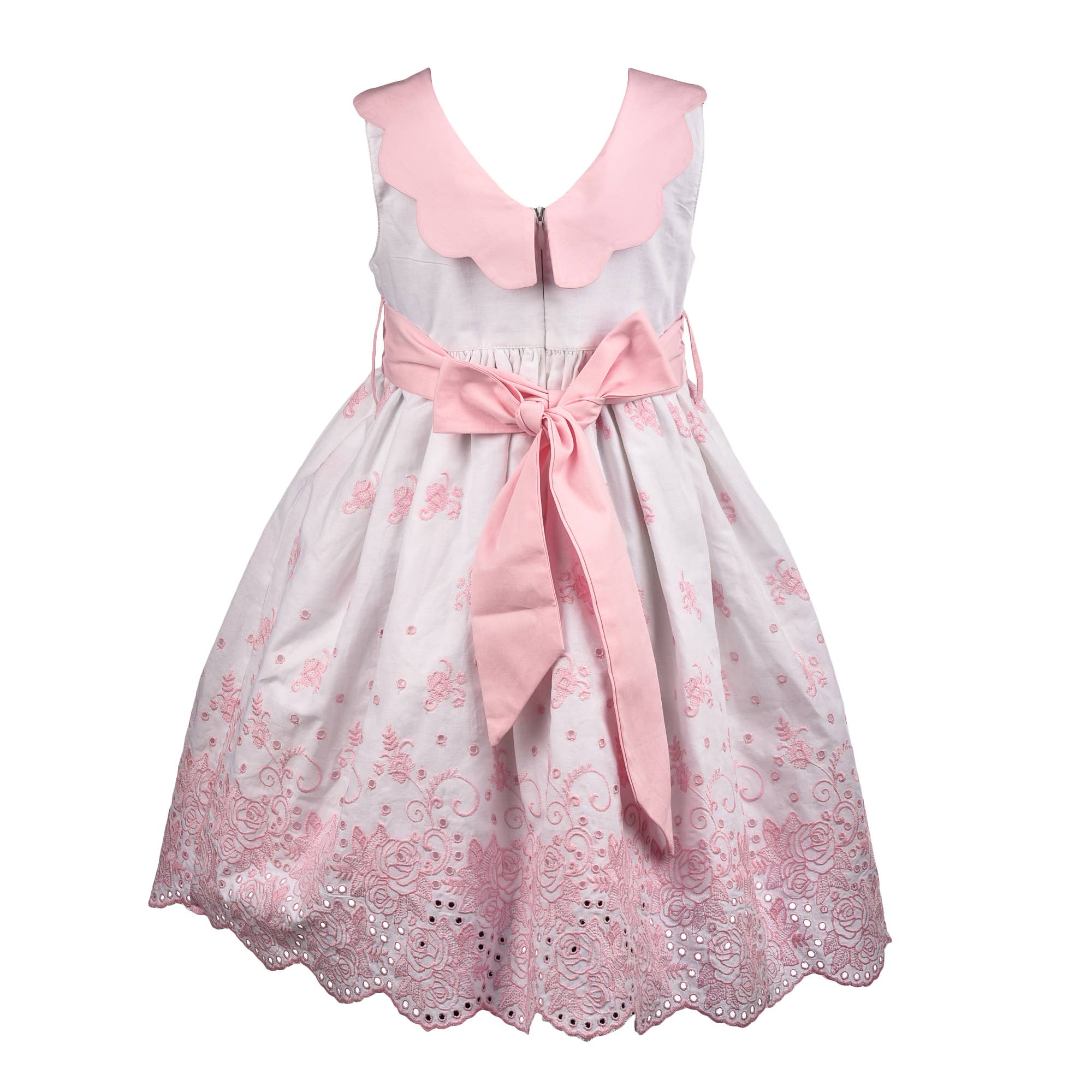 Pink Rose Eyelet Sash Dress