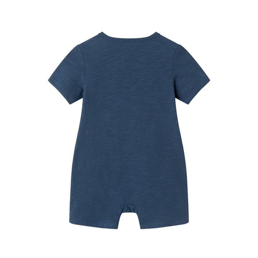 Infant Graphic Knit Romper & Bib | Crocodile Slub