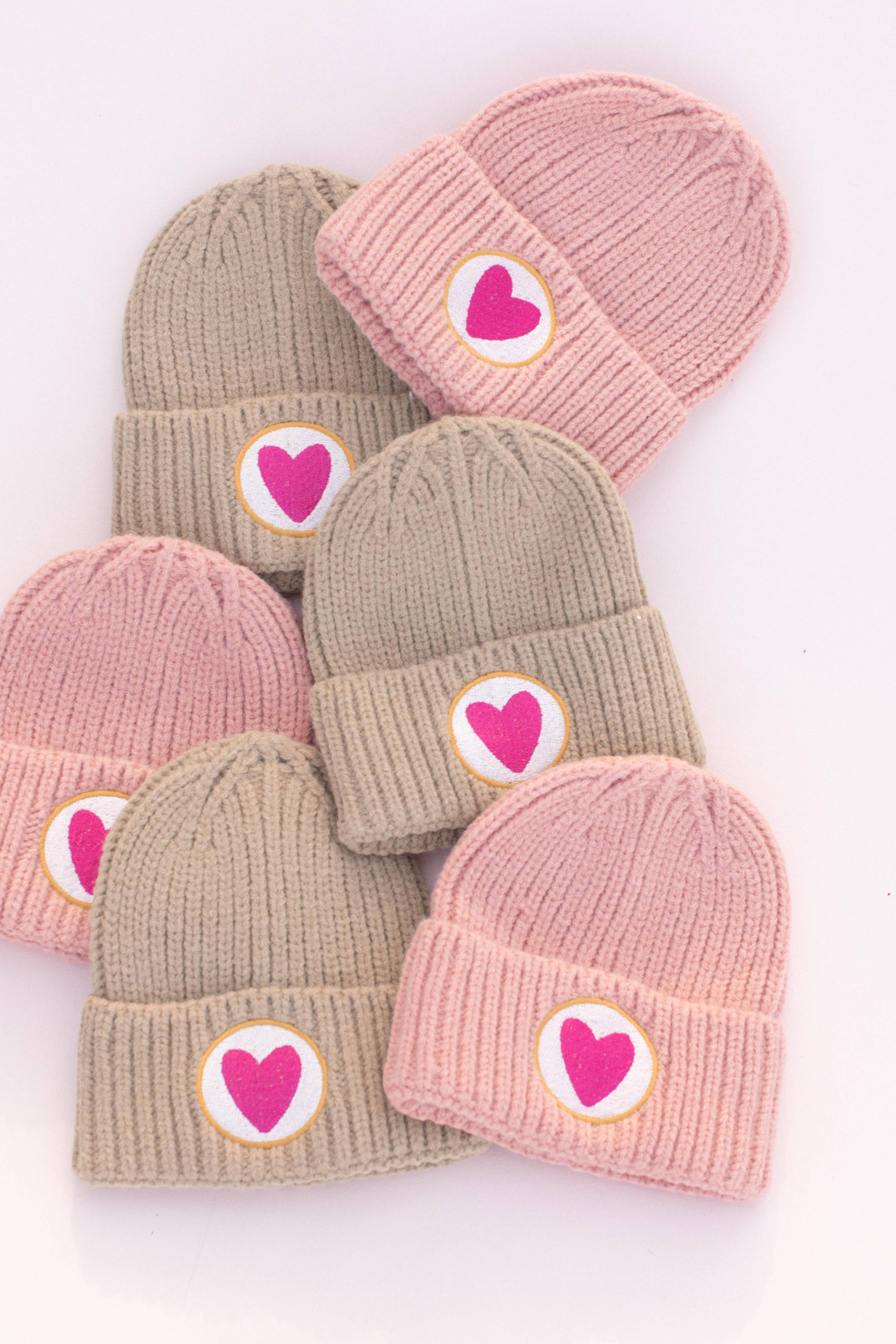 Valentine's Kids Heart Knit Beanies