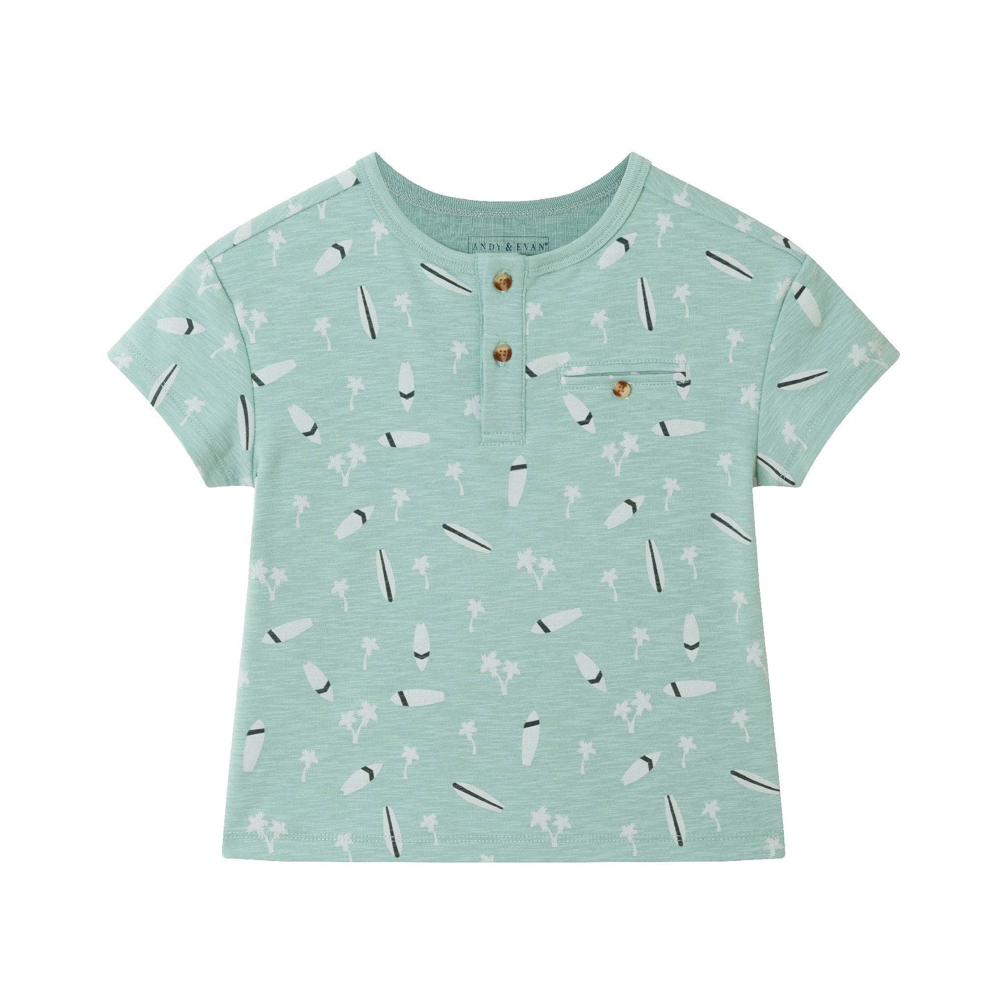 Light Green Henley Set | Washed Surfboard