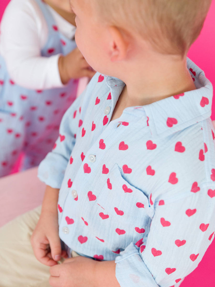 Steal Your Heart Cotton Gauze Long Sleeve Button Down Shirt