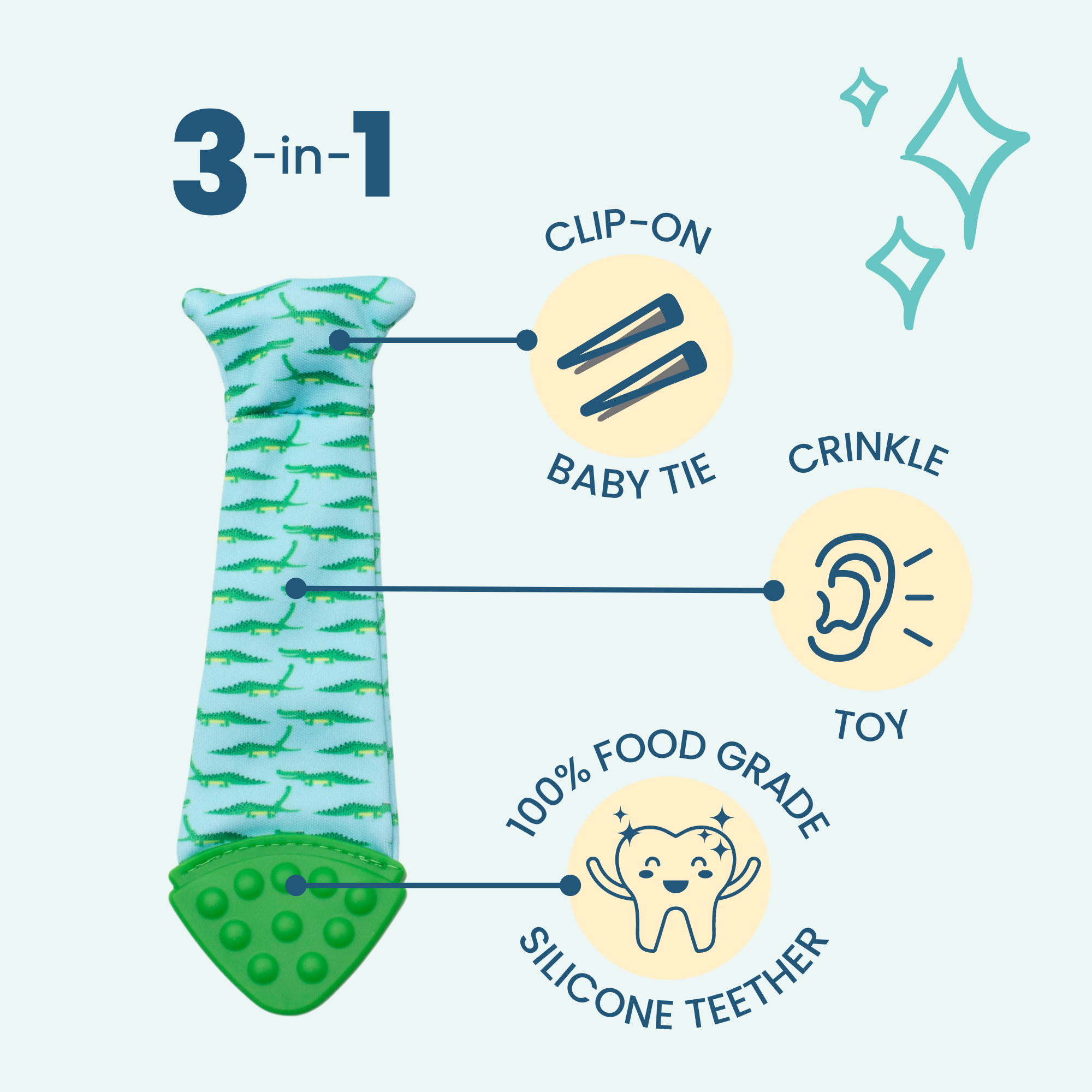 Dino Tasty Tie Teether, Crinkle Toy