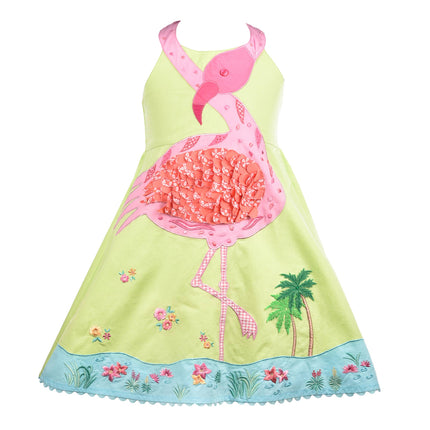 Flamingo Embroidered Dress